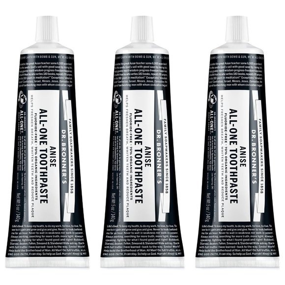 Qty (3) Dr. Bronner's Anise All-One Fluoride-Free Toothpaste - Picture 2 of 2